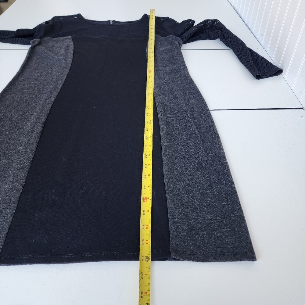 Kensie Womens Dress Classy Black Gray Mesh Front Zipper Long Sleeve Sz L - Picture 11 of 15